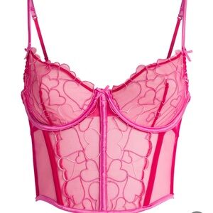 Skims Tulle Embroidered Heart Demi Corset. Size Large. New Without Tags.